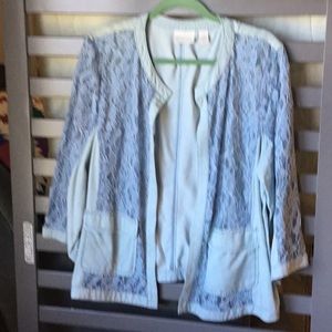 Light blue jacket with lace front panel